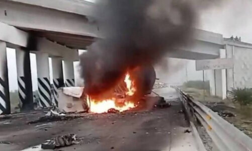 Explotó pipa con diésel en la autopista a Reynosa en Nuevo León