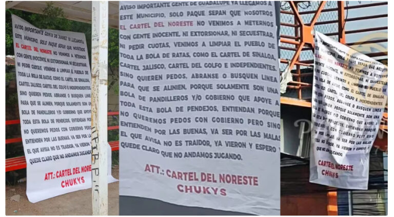 Cártel del Noreste despliega narcomantas, anuncia su llegada a Nuevo León