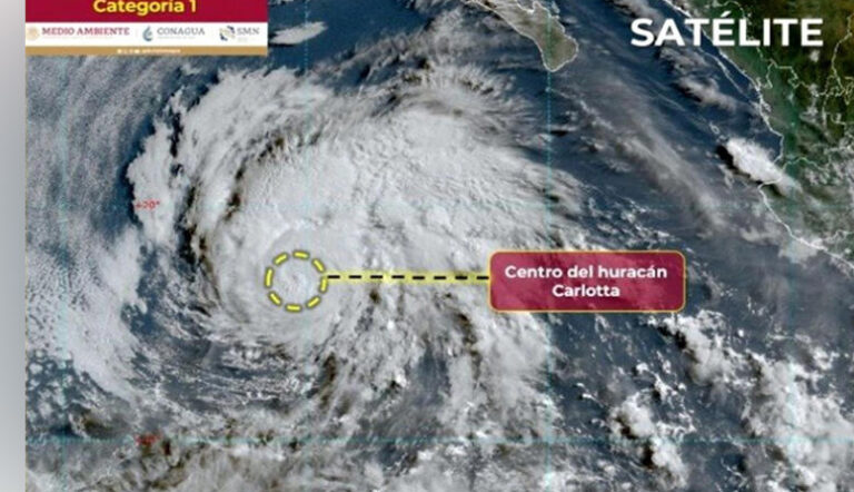 “Carlotta” se intensifica a huracán categoría 1; provocará lluvias intensas en Baja California Sur