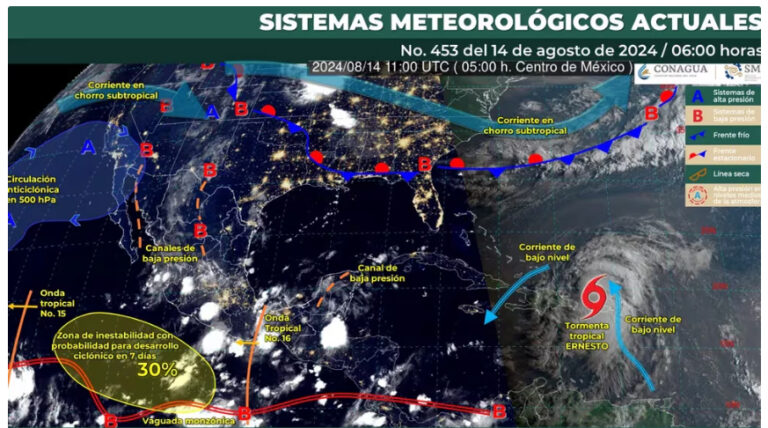 Onda Tropical 16 y monzón mexicano dejarán lluvias intensas en varios estados