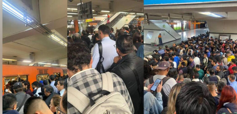 Caos y retrasos en línea 7 del metro, de CdMx