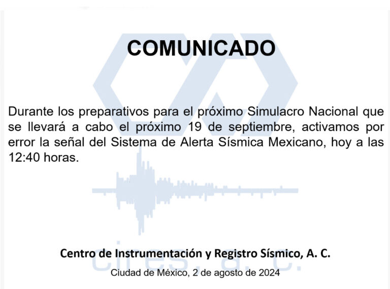 Error humano activación de la alerta sísmica, hoy 2 de agosto