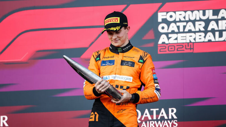 Piastri gana GP de Azerbaiyán; accidente quita podio a “Checo” Pérez