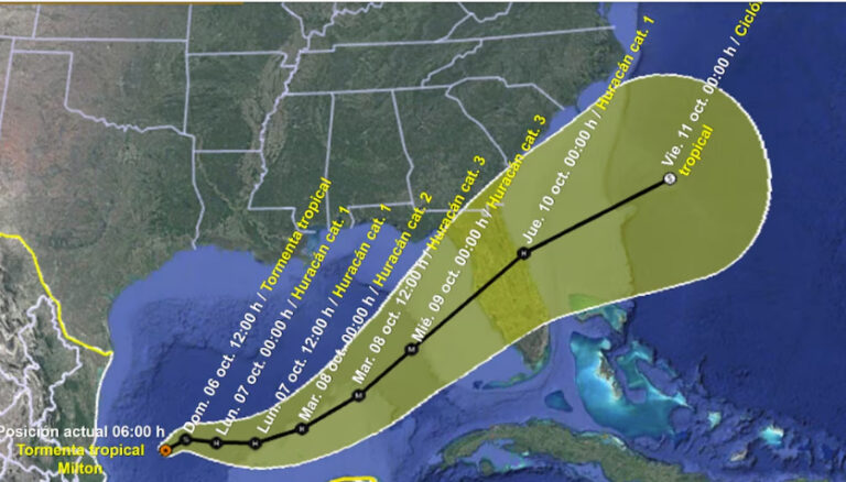 Milton tocará tierra como categoría 3 (con vientos de hasta 200 km/hr) y dejará lluvias en 22 estados de México
