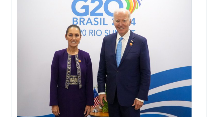 Se reúnen Sheinbaum y Biden, en el marco del G20