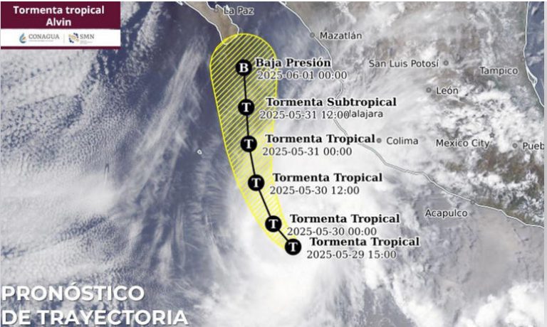Tormenta tropical «Alvin» se intensifica