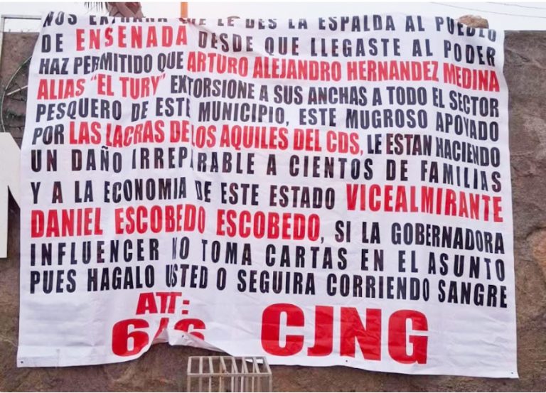 CJNG amenaza con narcomantas a Marina del Pilar, gobernadora de Baja California