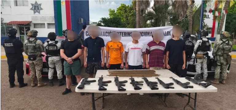 Capturan a 8 individuos armados, entre ellos a «El LV», en Culiacán, aseguran armas de alto calibre