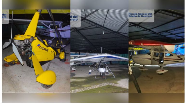 Autoridades aseguran 3 aeronaves y municiones, en Arcelia, Guerrero