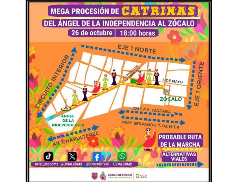 Hoy Mega Procesión de Catrinas, en Cdmx
