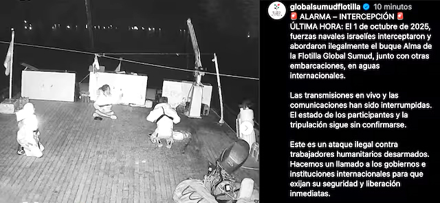 Flotilla Global Sumud con mexicanos a bordo es detenida por Israel y trasladada a Ashdod