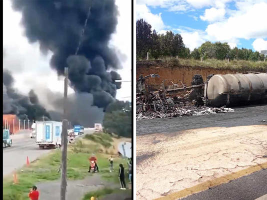 Explota pipa en la autopista México-Puebla; cierran ambos sentidos