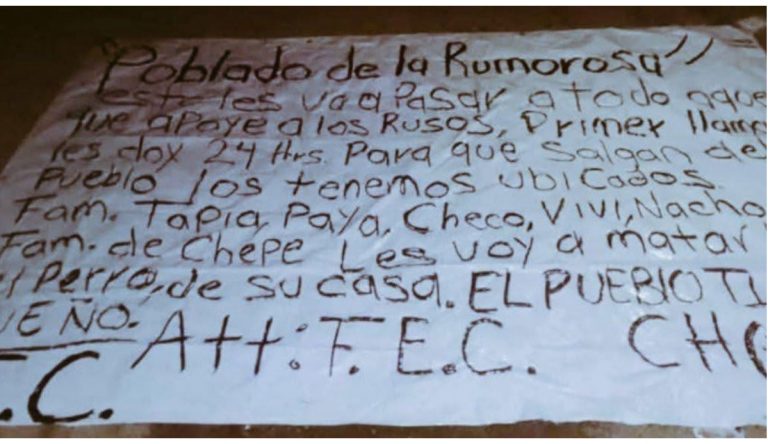 Intimidan con narcomantas a seis familias de «La Rumorosa», Baja California por apoyar a «Los Rusos»