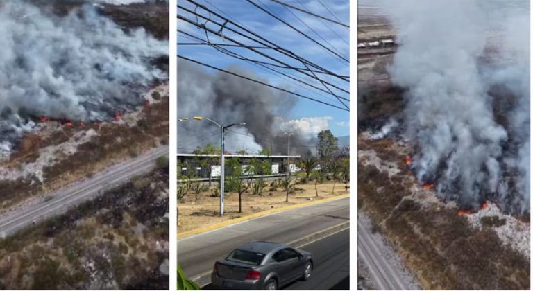 Incendio del bordo de Xochiaca; en Nezahualcóyotl por quema de pastizal, se descontroló