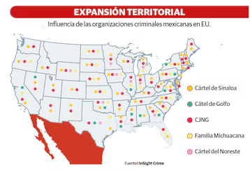 Cárteles del narco se extienden por 47 de los 50 estados de EU