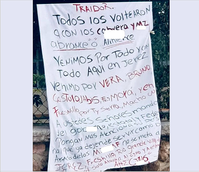 Aparecen narcomantas en Zacatecas