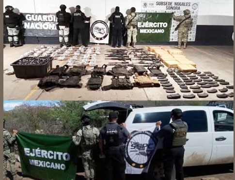 Guardia Nacional asegura arsenal y droga en Sonora