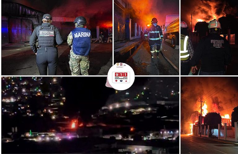 Incendio en fábrica de plasticos en Xalostoc