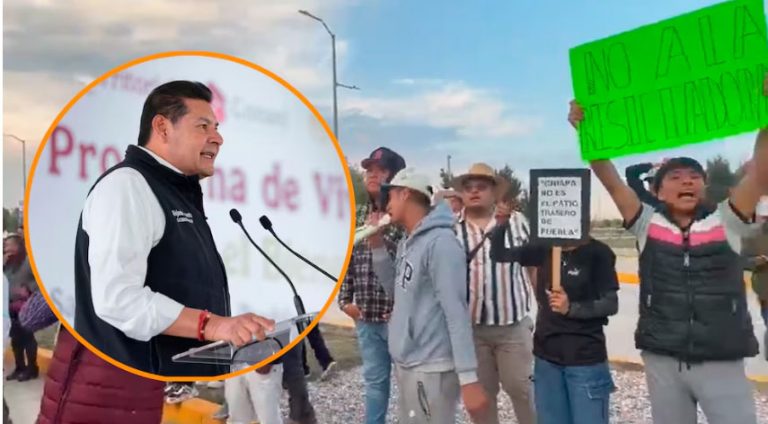 Piden la renuncia del gobernador de Puebla, durante visita de Sheinbaum