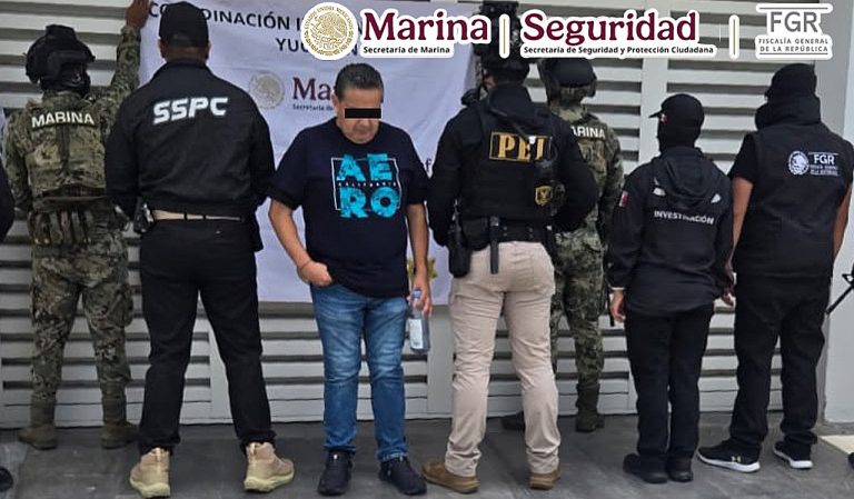Marina y fuerzas federales detienen a operador financiero de grupo delictivo, en Yucatán
