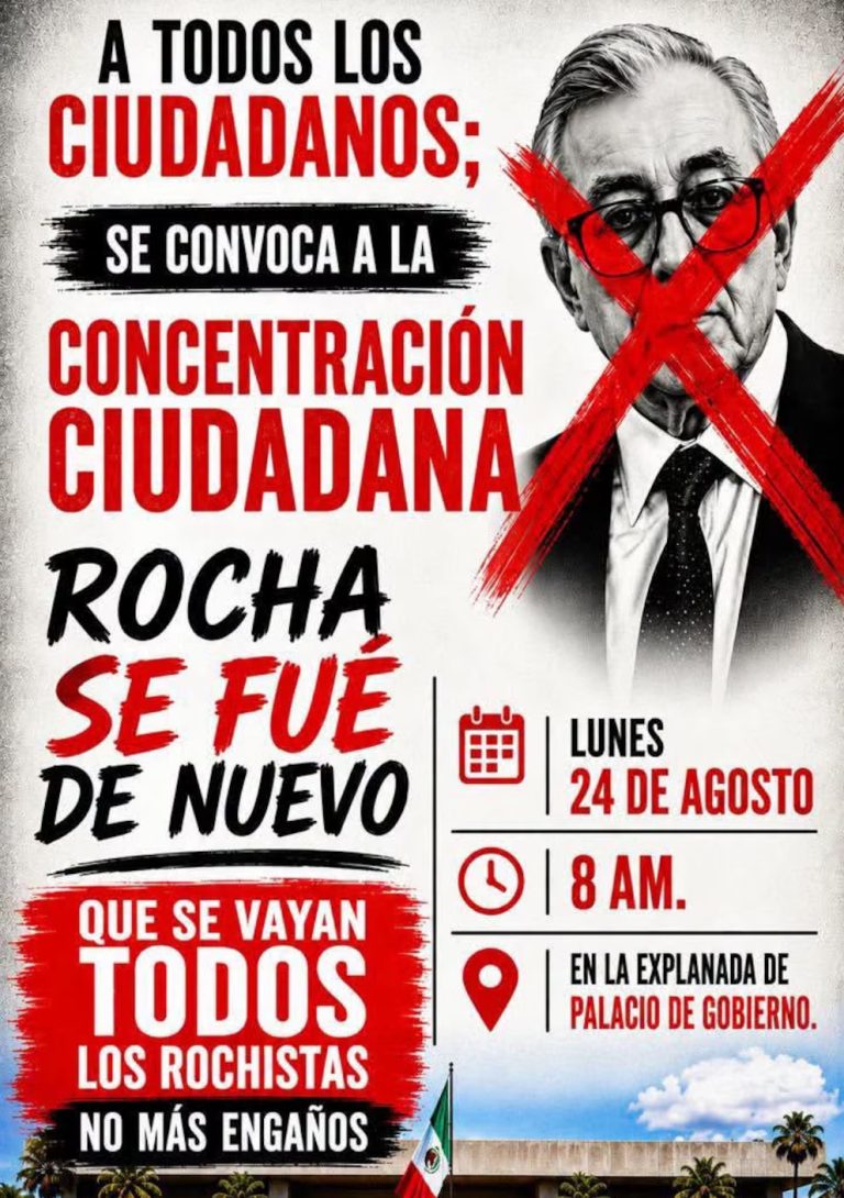 Alistan marcha para exigir salida de Rocha Moya del gobierno de Sinaloa pese a su solicitud de licencia