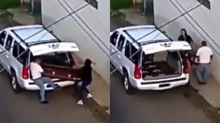 Abandonan ataúd con un cadáver en plena avenida de Uruapan