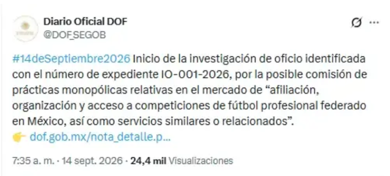 Liga MX queda bajo la lupa de Comisión Antimonopolio