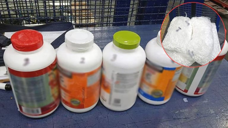 Hidrocodona, el opioide que aseguraron en el AICM oculto en frascos de suplementos alimenticios